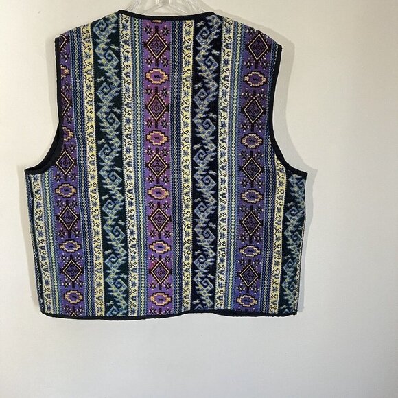 Vintage Southwestern Aztec Blanket Vest Womens Size XL Pockets - Picture 3 of 6